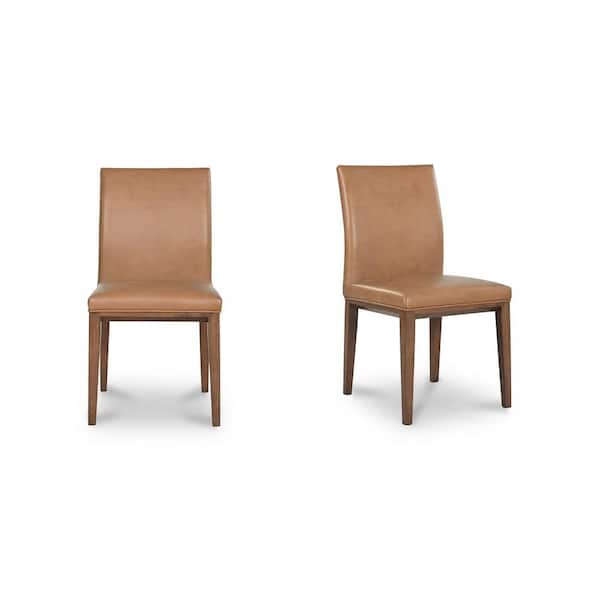 Bayou Tan Top-Grain Leather High-Back Dining Chair (Set of 2)