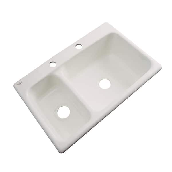 Thermocast Wyndham Drop-In Acrylic 33 in. 2-Hole Double Bowl Kitchen Sink in Almond