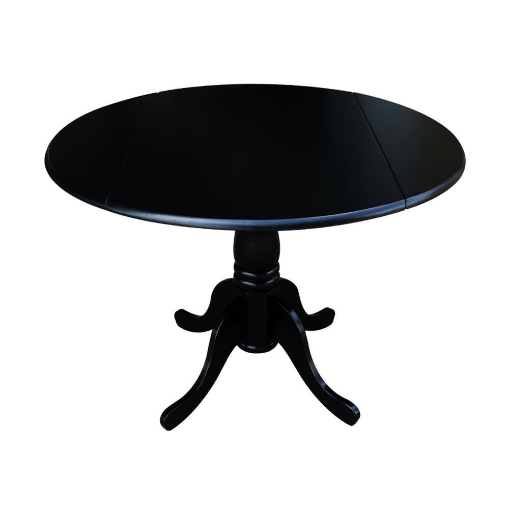Casual Contemporary 42" Black Round Wood Extendable Dining Table