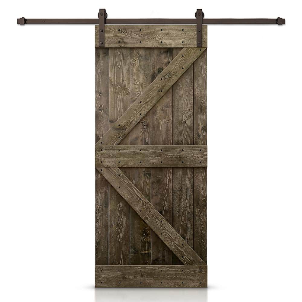 46 in. x 80 in. Distressed K Series Solid Core Espresso Stained DIY Wood Interior Sliding Barn Door with Hardware Kit price history on PriceWatchPro