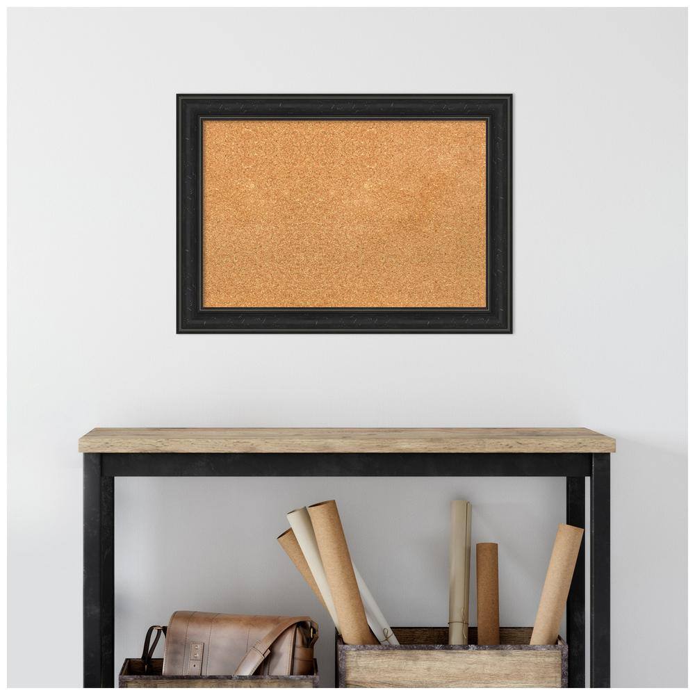 Shipwreck Black Narrow Framed Natural Cork Bulletin Board