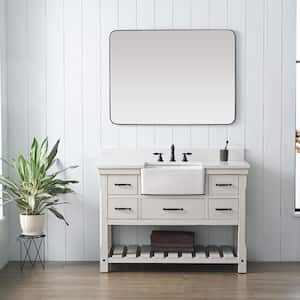 Wesley 48 in. W x 22 in. D Bath Vanity in White Wash with Engineered Stone Top in Ariston White with White Sink