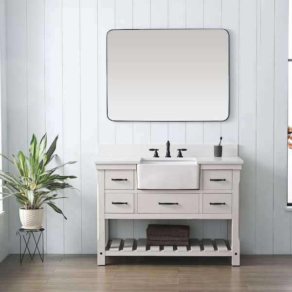 SUDIO Wesley 48 in. W x 22 in. D Bath Vanity in White Wash with Engineered Stone Top in Ariston White with White Sink