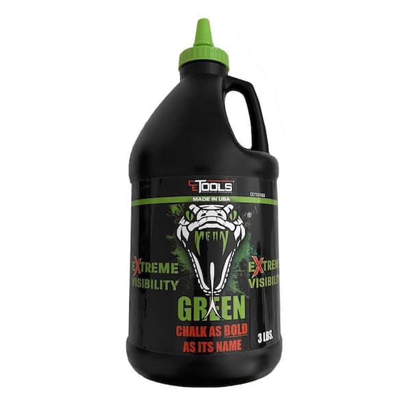 Chalk Reel 3lb. Mean Green Premium Hydrophobic Water Repellent Marking Chalk