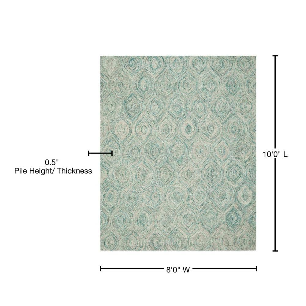 Coastal Breeze Ivory and Sea Blue Hand-Tufted Wool Round Rug