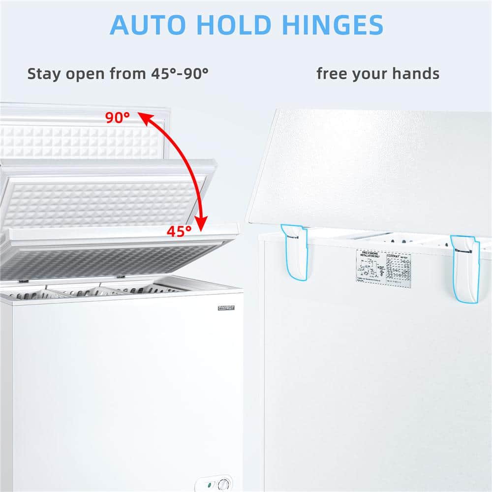 Compact White 5.2 Cu.ft Chest Freezer with 3 Baskets