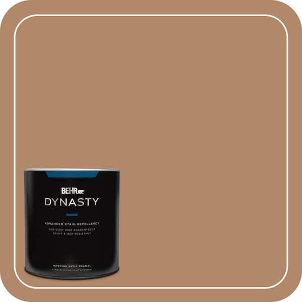 BEHR DYNASTY 1 qt. #MQ2-02 Syrup One-Coat Hide Satin Enamel Interior Stain-Blocking Paint & Primer