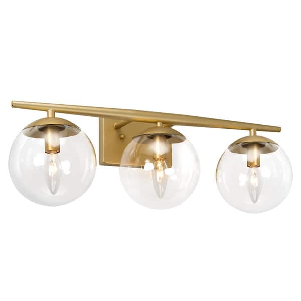 Laluz Valy 22 In 3 Light Modern Gold, Bathroom Vanity Light Globes