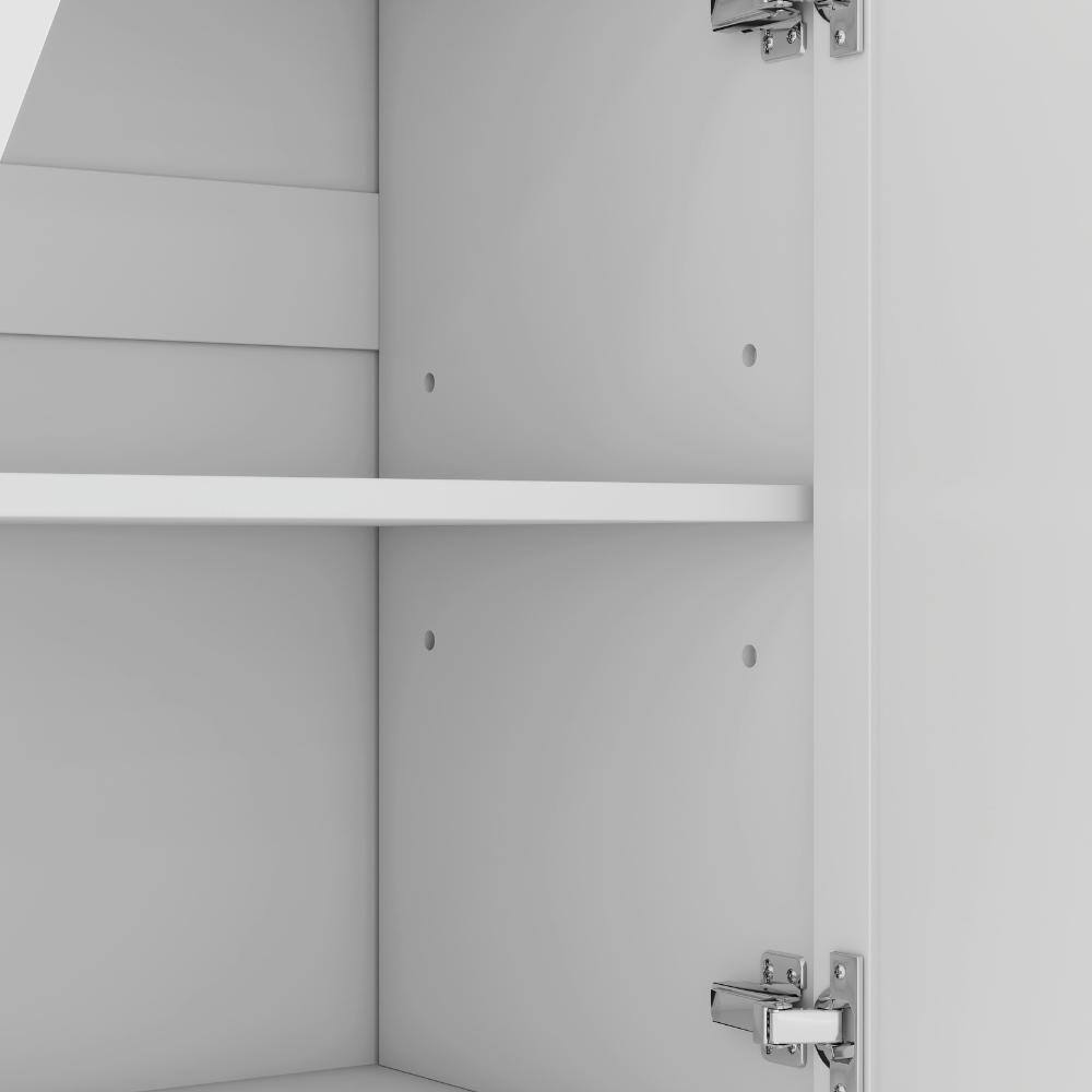 Detail of cabinet door and storage structure.