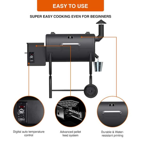 Z GRILLS Wood Pellet Smoker, 8 in 1 BBQ Grill with PID Technology, Auto  Temperature Control, 553 sq in Cooking Area for Outdoor Cooking, Barbecue  and