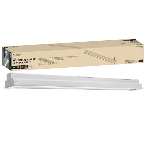 Commercial Electric 4 ft. White Linear LED High Bay Warehouse Light 9000 Lumens 0 to 10 Volt Dimmable 120-277v  5000K Daylight