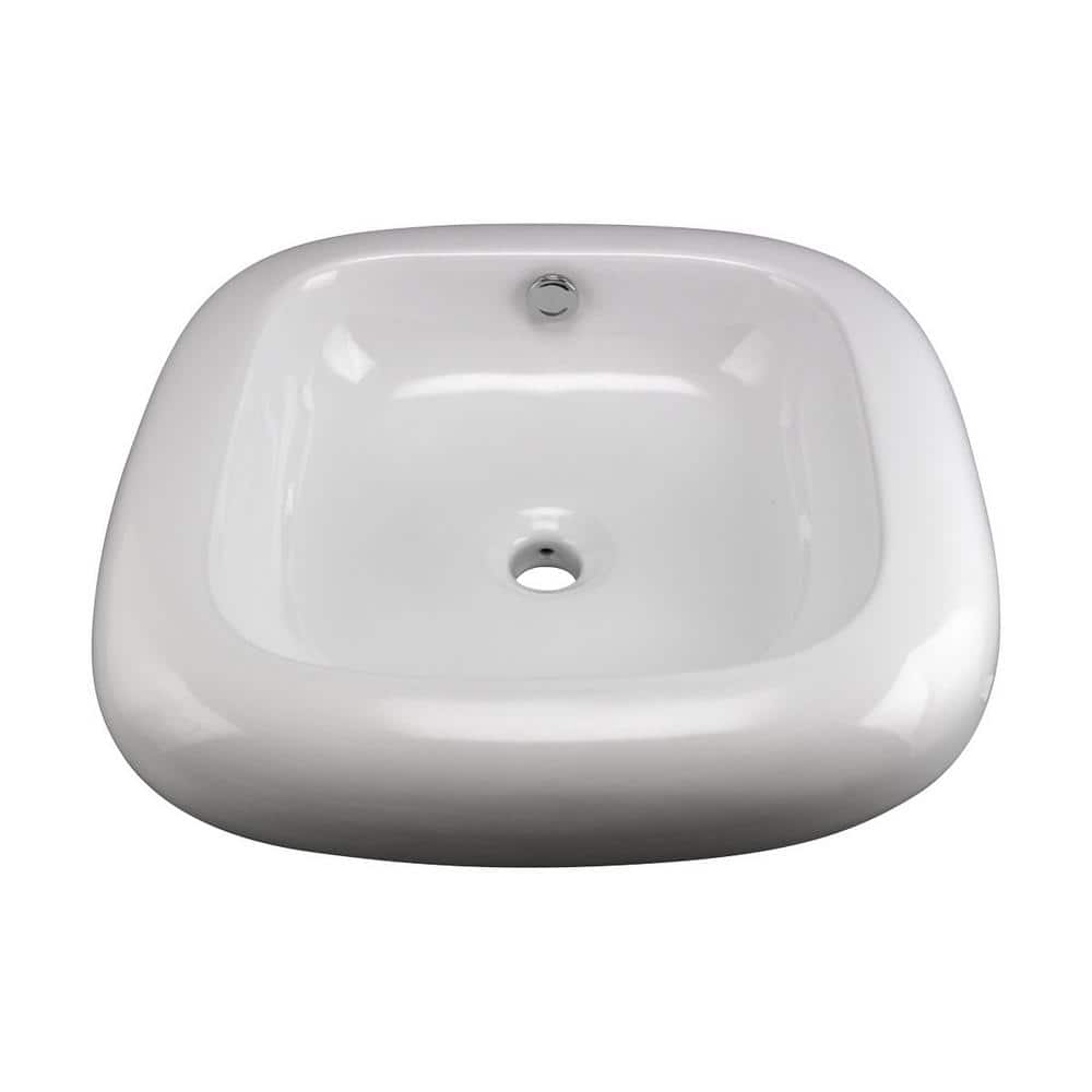 Capri 21" White Ceramic Countertop Vessel Sink with Reno-Gloss Finish