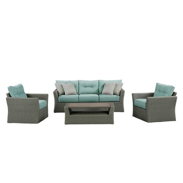 Ove Decors Isabella 4 Piece Aluminum Frame Patio Conversation Set With Green Cushions 15pkc Is4b04 Gr - Isabella 4 Piece Patio Conversation Set