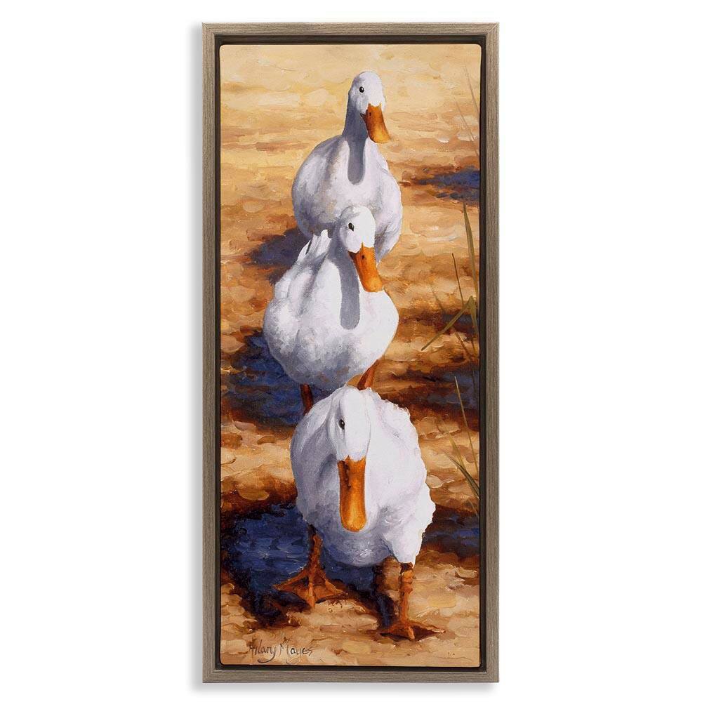 Cluck Queue Duck Trio by Hilary Mayes Brown Floater Frame Animal Graphic Art Print 31 in. x 15 in. price history on PriceWatchPro