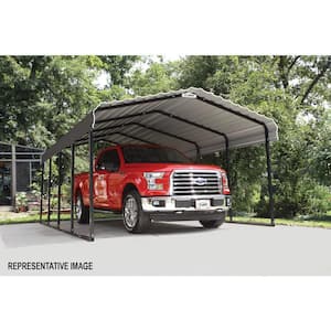 12 ft. W x 29 ft. D x 7 ft. H Charcoal Galvanized Steel Carport, Car Canopy and Shelter