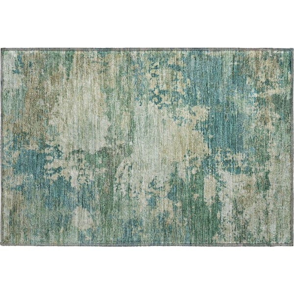 Mayfield Premium Machine Washable Abstract AMF2067 Teal 2 ft. x 3 ft. Accent Rug