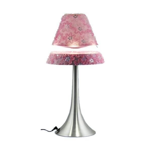 All The Rages 16.5 in. Brushed Chrome 9-Watt LED Touch Control Hover Lamp with Floating Pink Shade