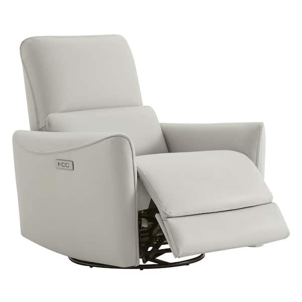 Spruce & Spring Kensie Cream Faux Leather Swivel Power Recliner