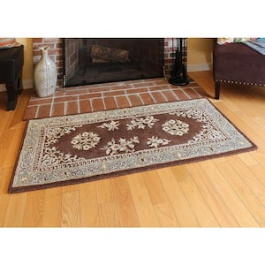 Oriental Rectangular Hearth Rug, 56 Inch Long, Coffee