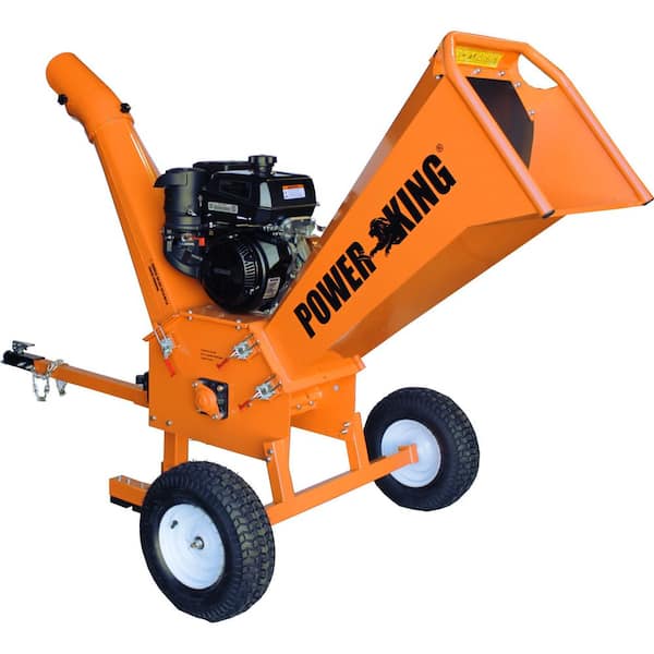 Power King 4 in. 9.5 HP Kohler Engine Gas Powered Commercial Chipper Shredder Kit with Removable Tow Hitch Bar, Wheel Extension Set