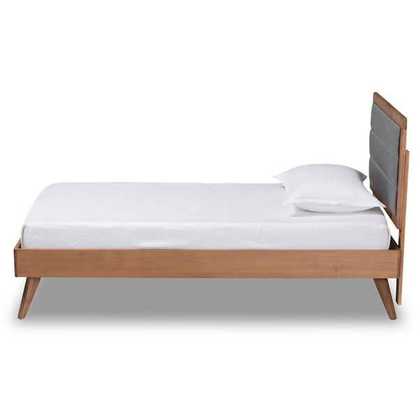 Baxton Studio Linn Dark Grey and Walnut Brown Twin Platform Bed