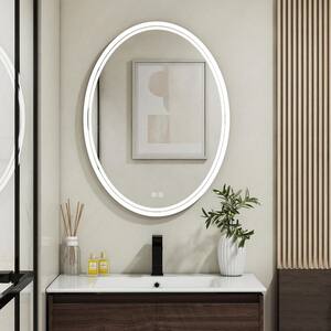 Yuris 24 in. W x 32 in. H Oval Frameless LED Light Anti Fog Wall Mount Bathroom Vanity Mirror