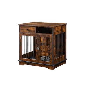 Brown Dog Crates Indoor Pet Crate End Tables Decorative Wooden Kennels with Removable Trays