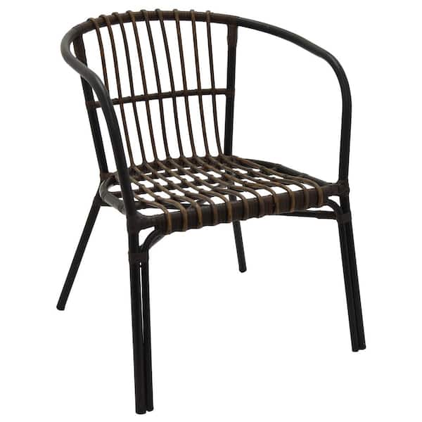 THREE HANDS 30.25 in. Brown Metal Chair