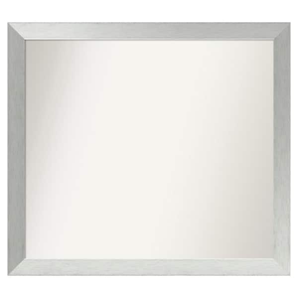 Amanti Art Brushed Sterling Silver 38 in. x 34 in. Custom Non-Beveled Wood Framed Bathroom Vanity Wall Mirror