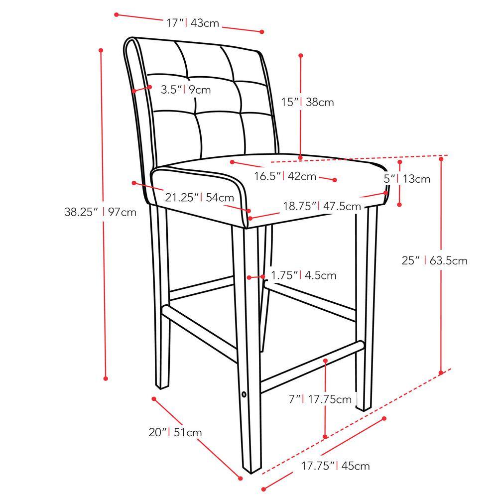 Antonio Gray Tweed Fabric Counter Height Bar Stool with Espresso Rubberwood Legs