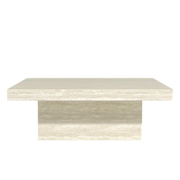 GALANO Carmelo 35.4 in. Light Oak Square Wood Top Coffee Table