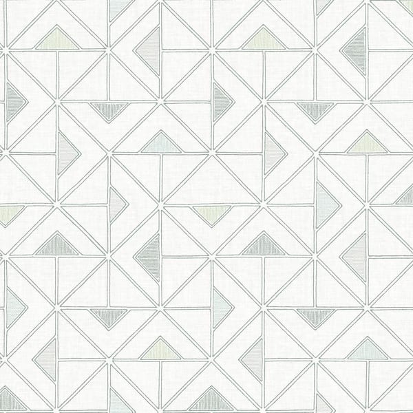 A-Street Prints Jekyl Triangles Green Matte Paper Wallpaper Sample