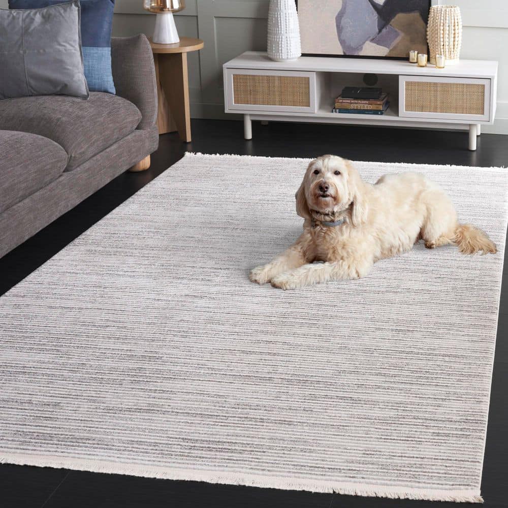 Mirage Ivory and Grey Hand-Knotted Wool Area Rug