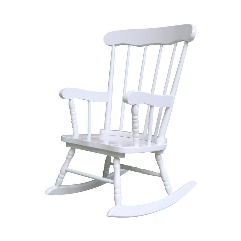 White Solid Wood Juvenile Rocker with Spindle Back