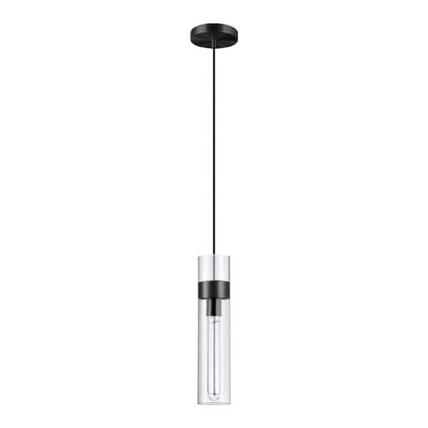 PUYRNF 99" H Adjustable 1-Light Kitchen Island Pendant Light Hanging Lamp, Black Pendant Light with Glass Shade, Modern&Classic
