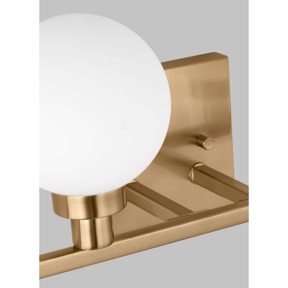Clybourn Satin Brass 4-Light Dimmable Vanity with Milk Glass Shades