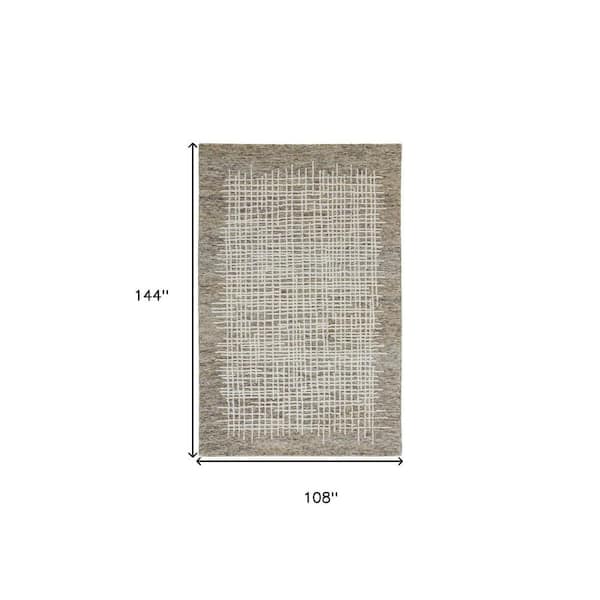 Tan and Ivory 9 ft. x 12 ft. Plaid Area Rug