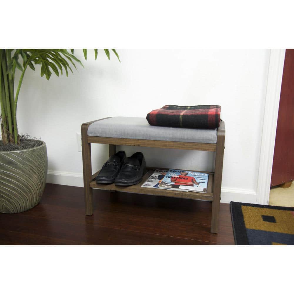 Eco-Friendly Mahogany Bamboo Padded Storage Bench