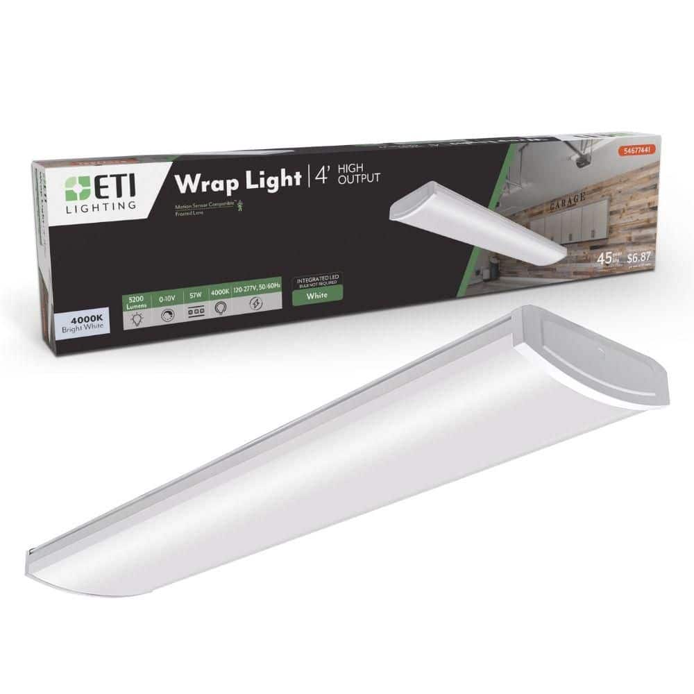 ETI LIGHTING 4 ft. 5200 Lumens Garage Light LED White Wraparound