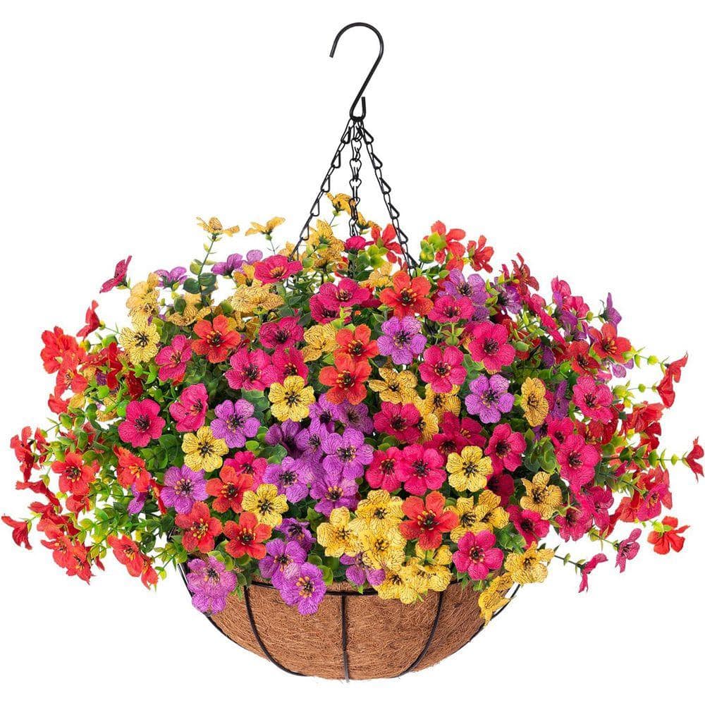 19.7 in. Multicolored Artificial Faux Hanging Flowers Plants