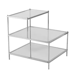 Valerie 20.5 in. Silver/Clear Rectangle Glass End Table