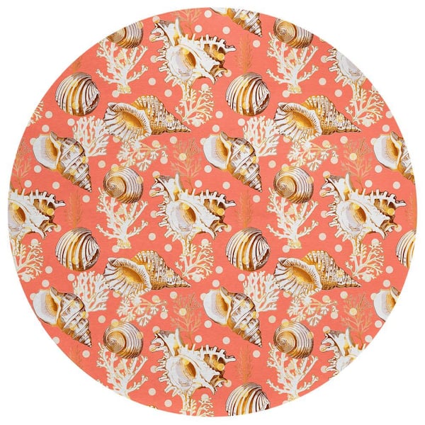 Surfside Orange 8 ft. x 8 ft. Geometric Indoor/Outdoor Area Rug