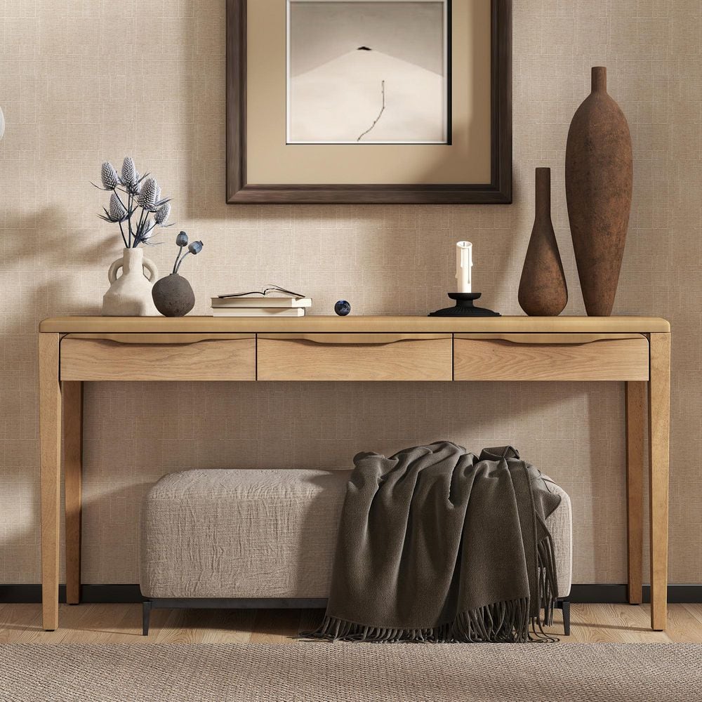 Harper & Bright Designs 59.84 in. Natural Rectangle Oak Veneer and