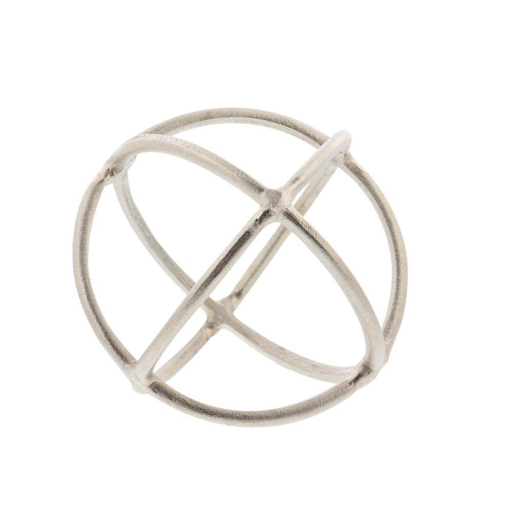 Sleek Silver Aluminum Geometric Orbs Set of 2 - Modern Elegance