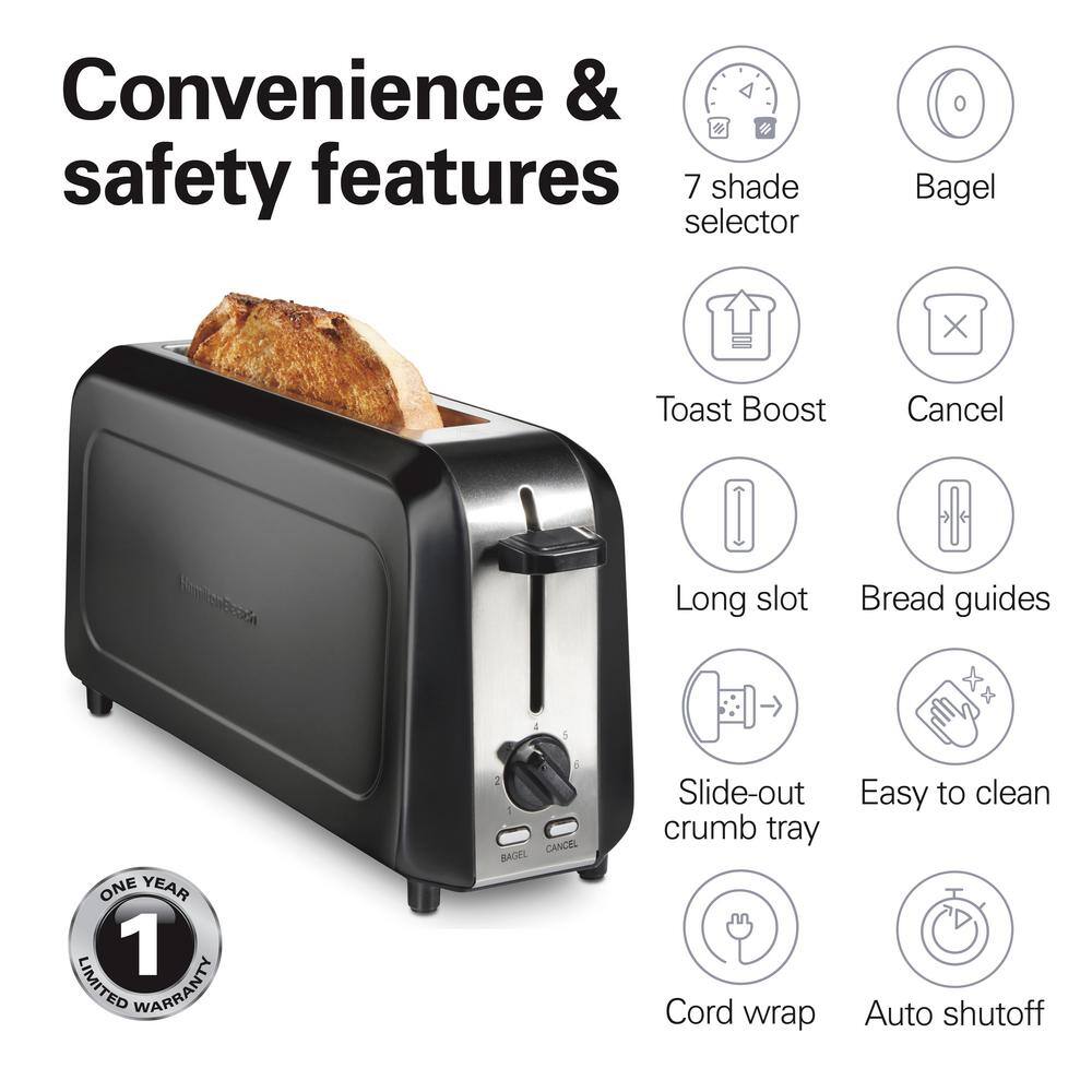 Hamilton Beach Black Stainless Steel Long Slot 2-Slice Toaster