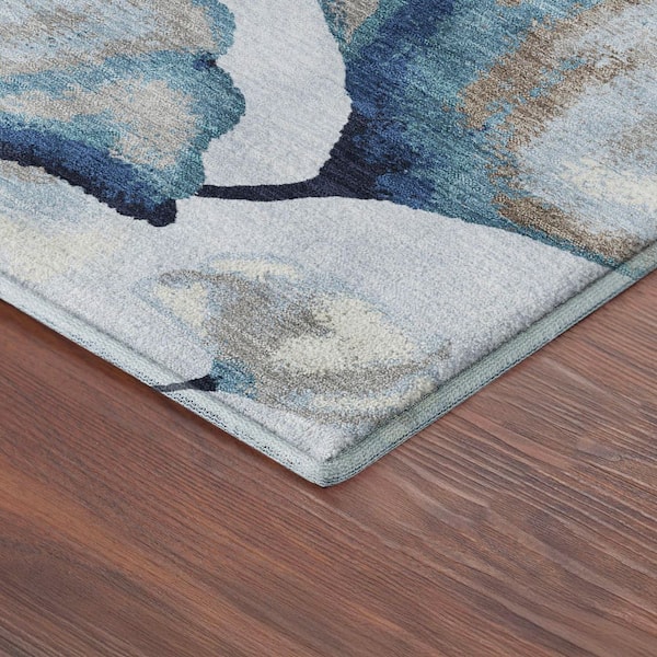 Mayfield Premium Machine Washable Abstract AMF2405 Sky 2 ft. x 7 ft. Runner Rug