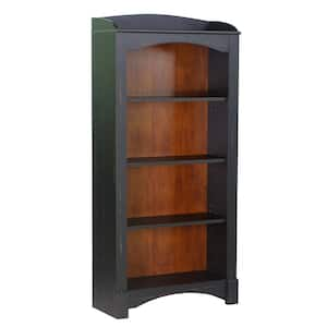 Hawksbury 63.2 in. Antique Black 4-Shelf Standard Bookcase