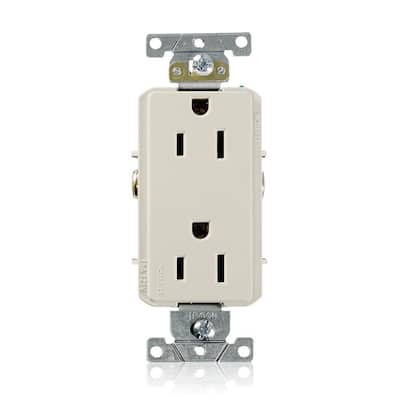 Decora Plus 15 Amp 125 V Industrial Grade Duplex Outlet/Receptacle, Light Almond (1-Pack) 16252-Ts