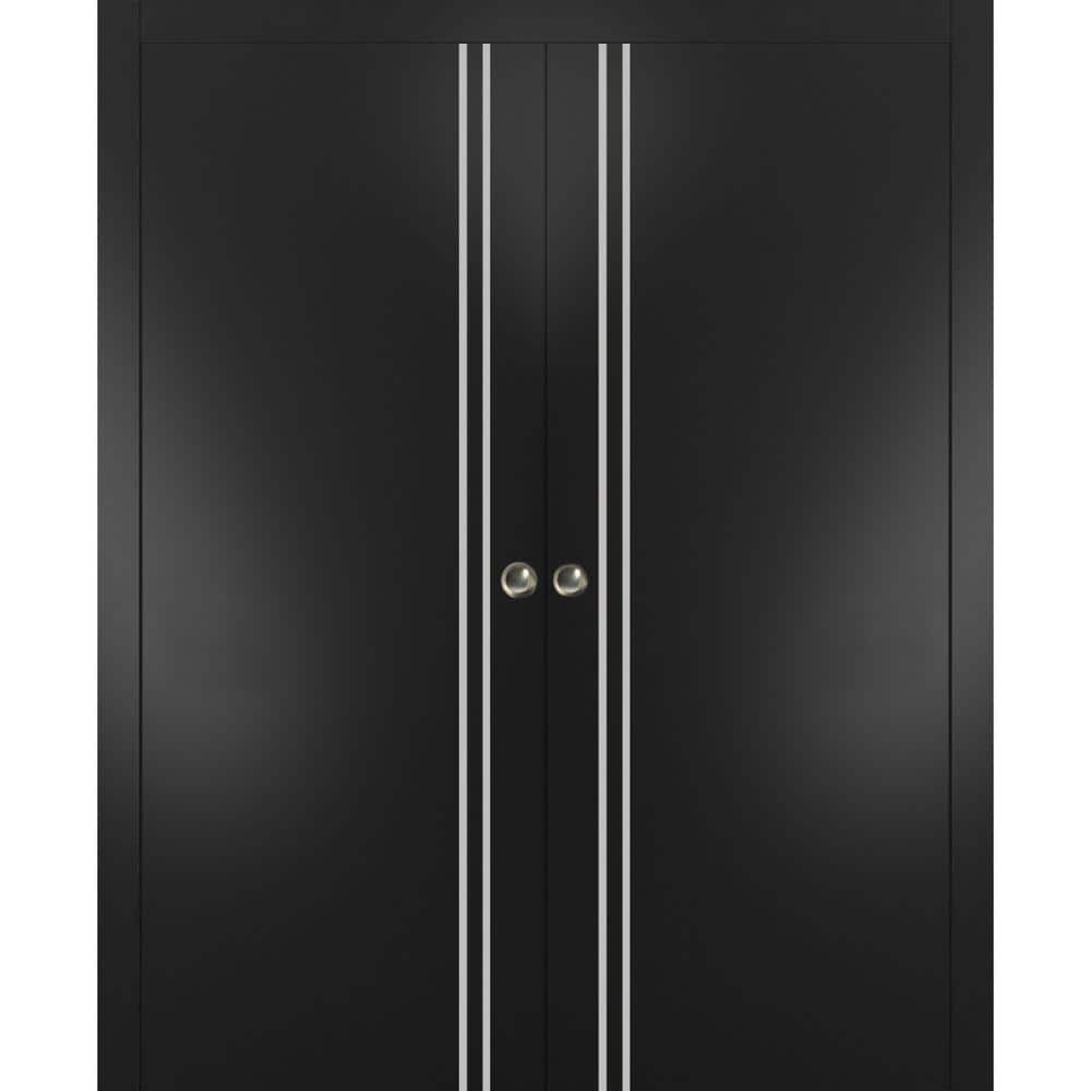 Assemble Required 48 in. x 80 in. 2-Panel Black Matte Finished Solid Wood with Honeycomb Sliding Door with Hardware price history on PriceWatchPro