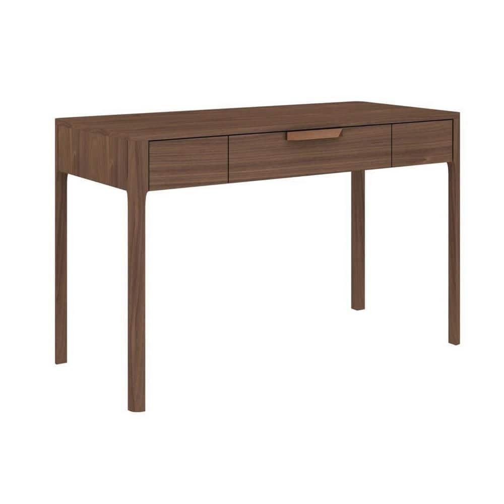 Gemni 47.2 in. Rectangular Walnut Brown Wood 1-Drawer Writing Desk